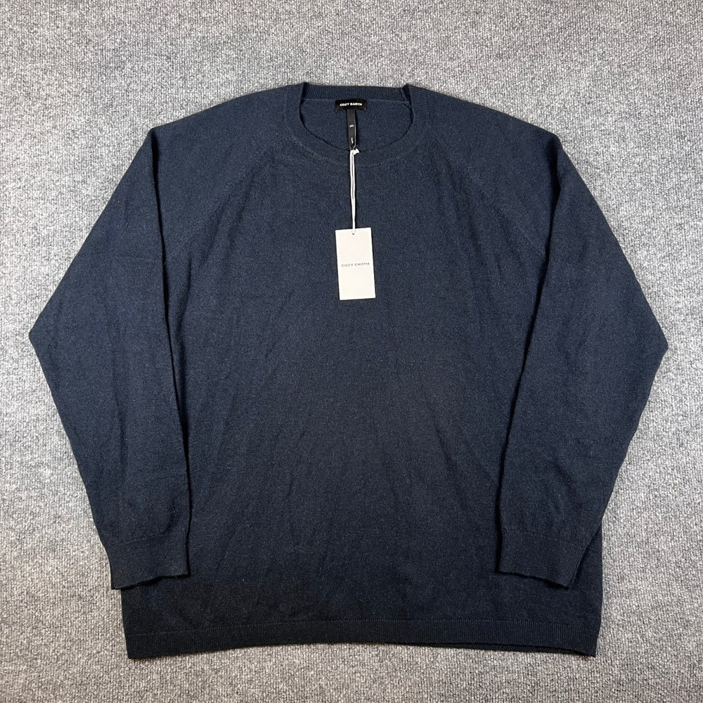 Cozy Earth Wool Cashmere Crewneck Sweater Mens 2XL Blue Pullover Soft NEW NWT